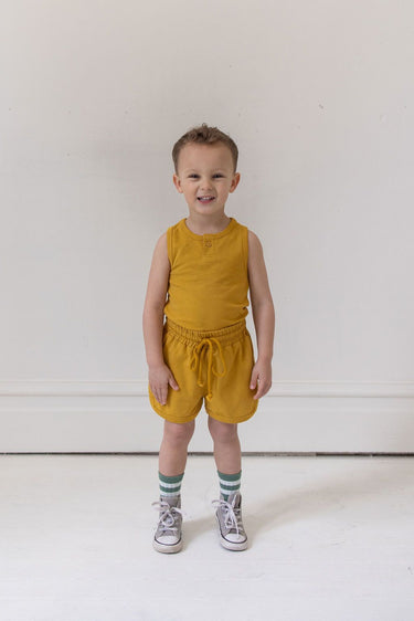 Fin & Vince Button Tank, Goldenrod